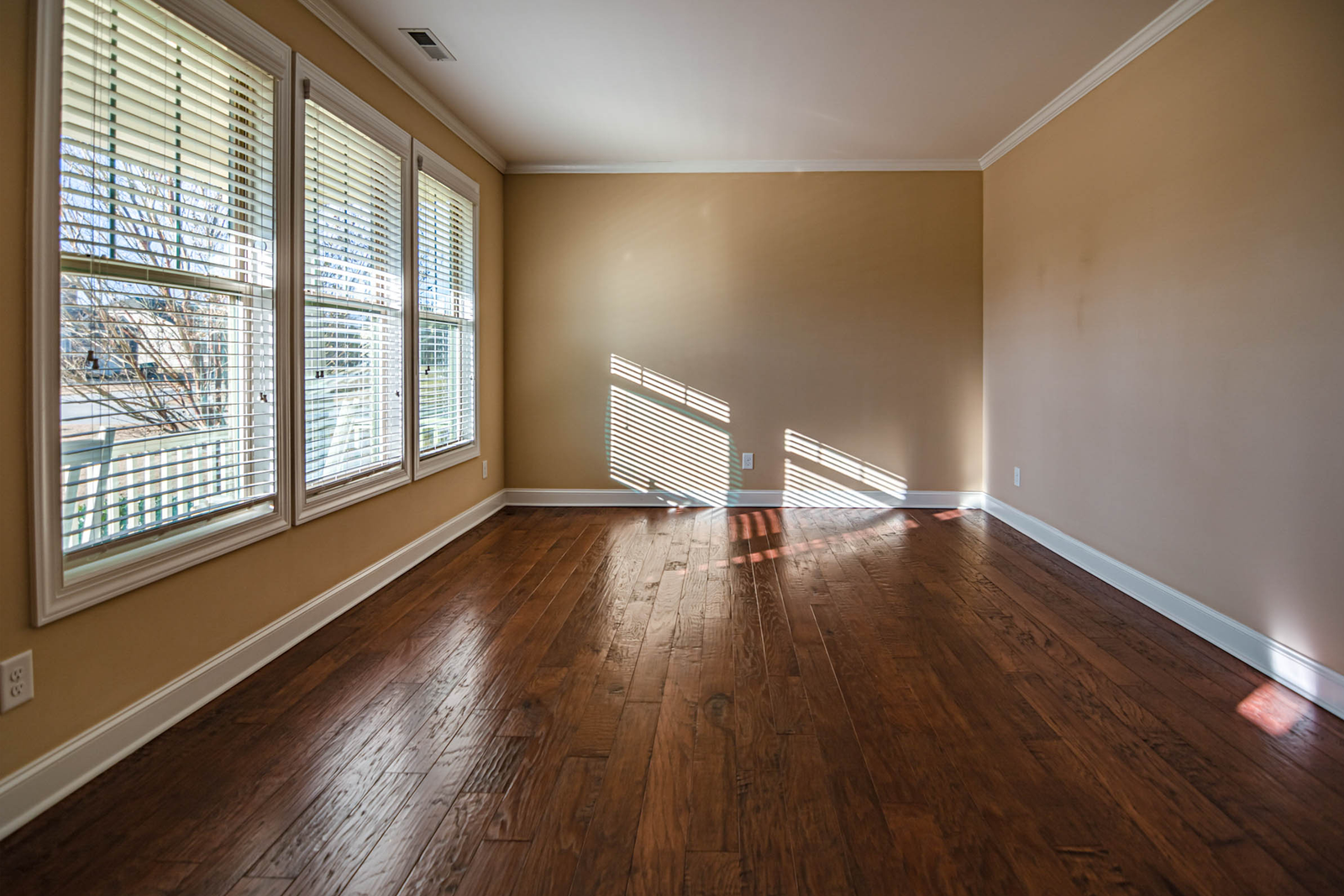 Bright renovated living room with hardwood floors